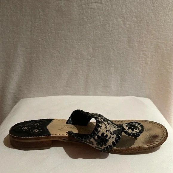 Jack Rogers Women's Snake Skin Tan Black Patent Sandals Flip Flops Size 8M - Picture 7 of 16